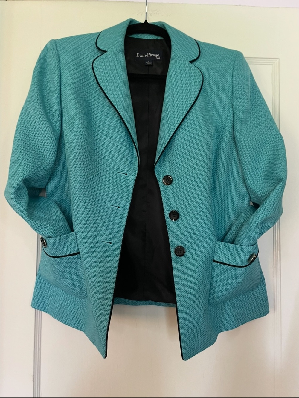 Vintage Evan-Picone Teal Notch Collar Blazer - Picture 2 of 14